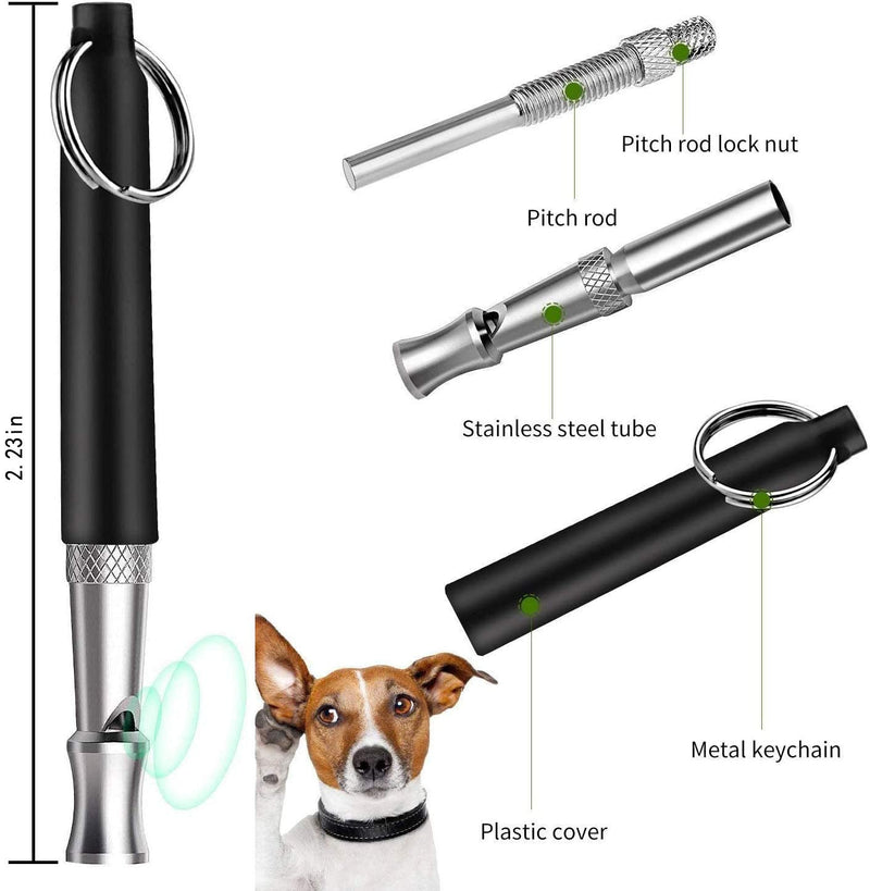 2 Pack Dog Whistle to Stop Barking Neighbors Dog - Adjustable Ultrasonic Silent Dog Whistle for Professional Training & Bark Control, with Lanyard (Black) - Effective Recall & Long Range - PawsPlanet Australia