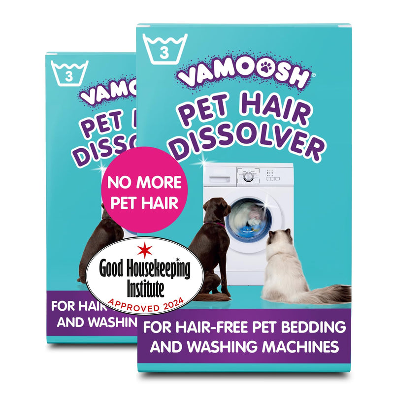 Vamoosh Pet Hair Dissolver for Laundry, 6x3.5oz (2 Boxes), Pet Hair Remover Washer Machine Cleaner (Up to 6 Washes), Pet Hair Remover for Laundry Easily Dissolves Dog, Cat and Pet Fur