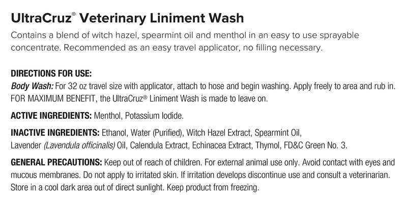 UltraCruz® Veterinary Liniment Wash for Horses, 32 oz with Travel Sprayer - PawsPlanet Australia