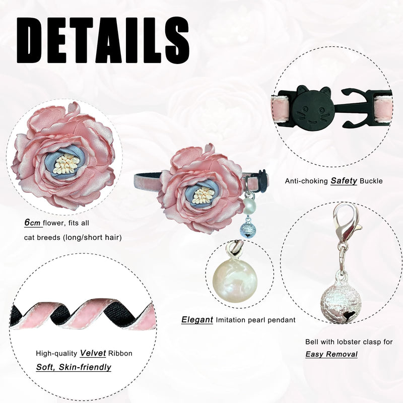 Fupo Cat Collar - Breakaway Adjustable with Bell& Flower (Pink) PINK - PawsPlanet Australia