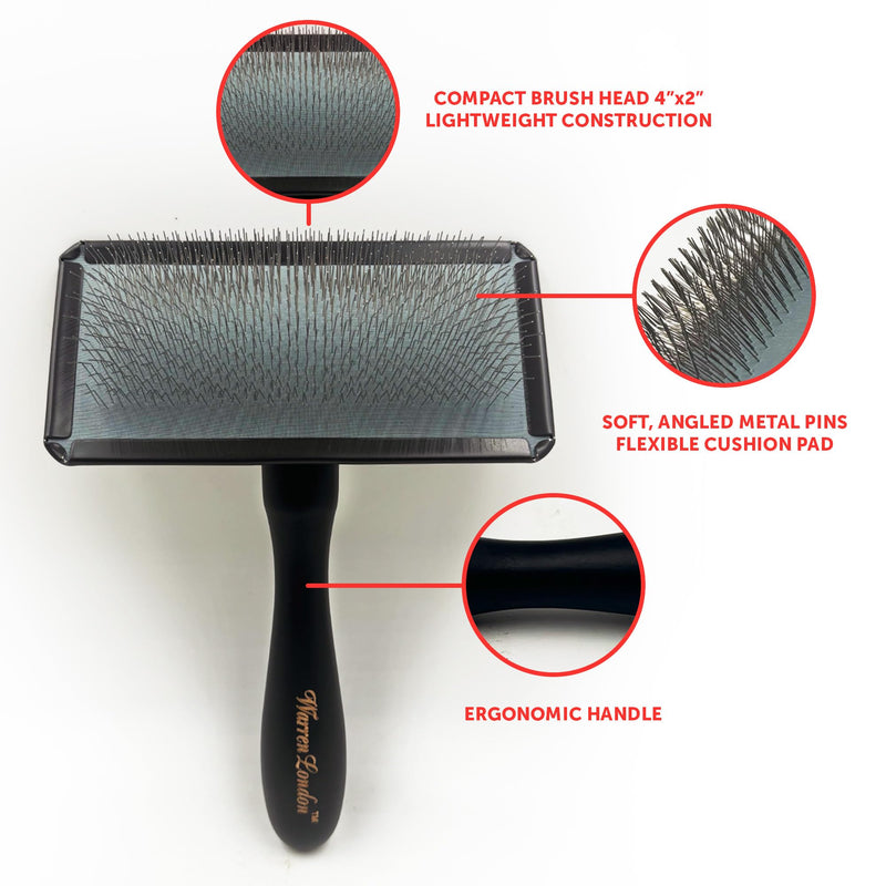 Warren London Gentle Touch Slicker Brush for Puppies & Small Dogs – 4" x 2" Soft Pin Grooming Brush – Tangle Remover for Sensitive Skin – Compact, Lightweight & Easy to Use Gentle Touch Puppy Brush Small - PawsPlanet Australia
