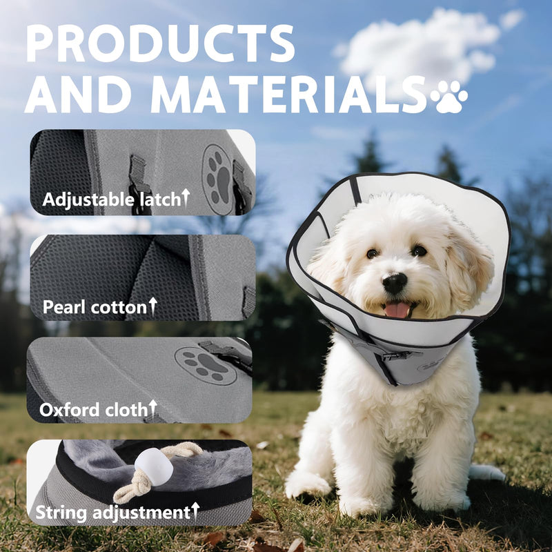 ZoneYan Dog Collar Lick Protection, Breathable Pet Elizabethan, Adjustable Dog Collar, Lick Protection Dog After Surgery Dog (Grey, M) gray