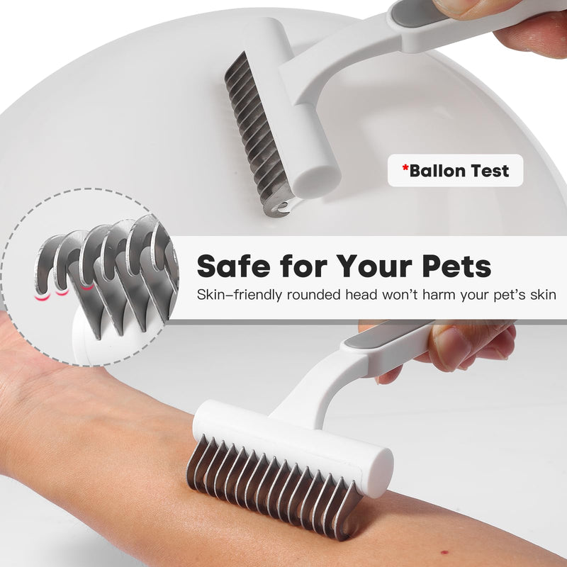Undercoat Rake for Cats & Small/Medium Dogs - Deshedding Brush Dematting Comb for Pets Remove Loose Hair & Matted Fur, Deshedding Grooming Tool for Kitten, Puppy, and Horses(Grey) Grey - PawsPlanet Australia