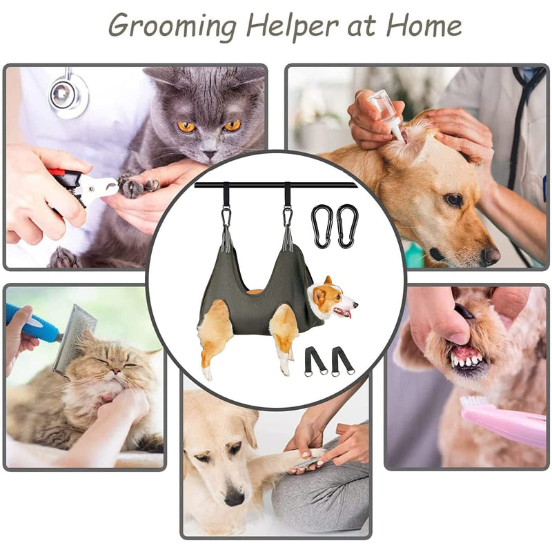 FEEGO Pet Grooming Hammock for Dogs & Cats, Pet Grooming Hammock, Pet Grooming Sling, Dog Grooming Harness, Restraint Bag, Helper, Pet Nail Clip Bag for Grooming, Nail Cutting (M (10-12), Dark Green) M (10-12) inch - PawsPlanet Australia