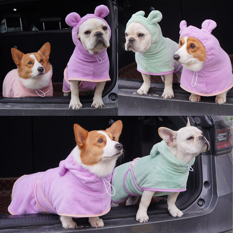Dog Bathrobe Towel, Cat Bathrobe Microfiber Fast Drying Absorbent Hooded Bath Towel for Puppy Small Medium Large Dog Cat(Pink,XL) XL:For 93-132lbs dogs Pink - PawsPlanet Australia