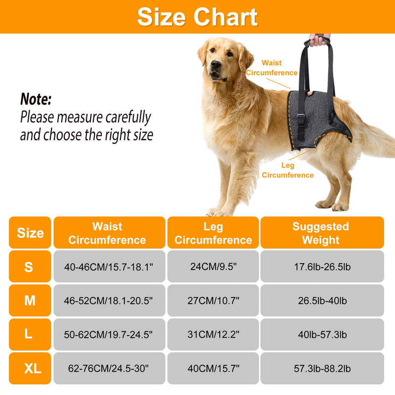 Dog Lifting Harness,Dog Support Harness Slings for Back Legs,Adjustable Assistance Support Strap for Injured,Disabled,Elderly Dogs (S) S Gray
