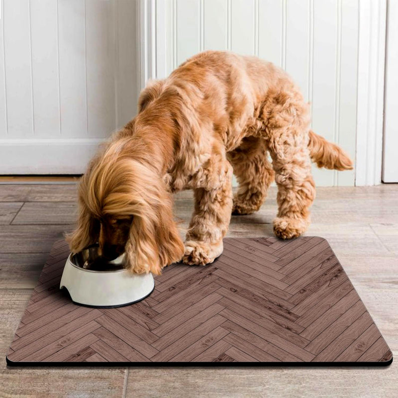 Dog Food Mats for Floors Absorbent, Pet Cat Food Mat - Quick Dry Dog Bowl Mats for Food and Water, Eco-Friendly Boho Pet Supplies S(12"×20") 01-Brown - PawsPlanet Australia