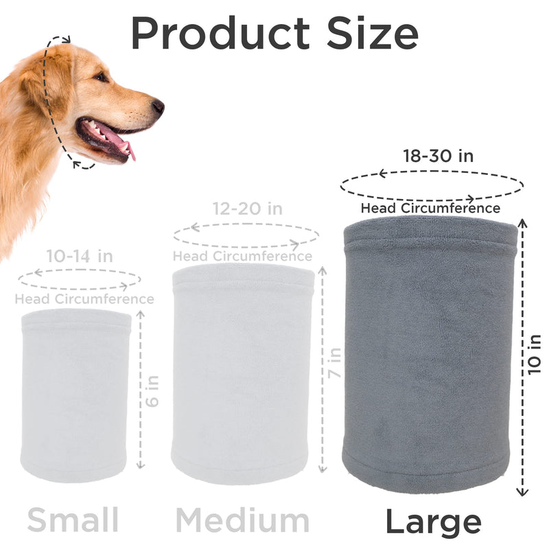 SIMENA No Shake Dog Ear Flap Wrap, Stretchy Dog Ear Muffs, Dog Ear Covers for Noise, Ear Wraps for Dogs, Head Wrap to Keep Your Dogs Ears Warm (Large (18-30" x 10"), Grey) Large (18-30" x 10") - PawsPlanet Australia