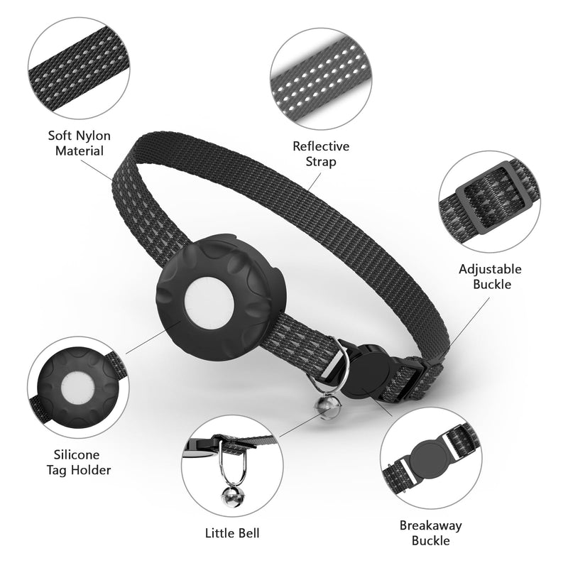 Cat Tracker Collar, No Monthly Fee Pet Tracker for Cats (iOS Only), Pet Dog Location Tracker with Safety Elastic Buckle, Air Tracker Tag Included, Only Support Apple Find My App - PawsPlanet Australia
