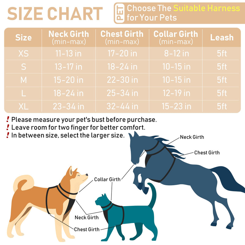 GAMUDA Dog Harness Collar and Leash Set, Dog Harness, No Chock No Pull Adjustable Vest Harnesses Plaid Reflective for Medium Dog, Cat, Small Horse, Small Bull and Pig (Beige, S) Beige