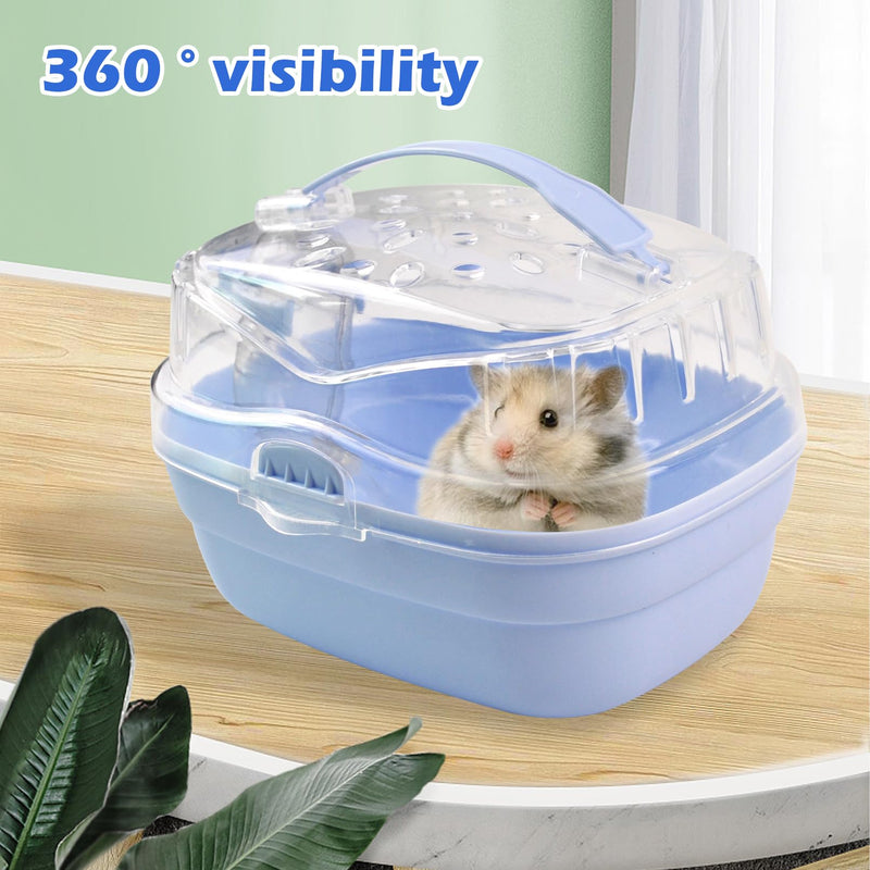 Hamster Carrier Cage with Water Bottle,Portable Hamsters Travel Cage Plastic Guinea Pig Carrying Cases Small Animal Carry Cage for Dwarf Hamsters Chinchillas Hedgehog Mouse(Blue) 【Blue】 - PawsPlanet Australia