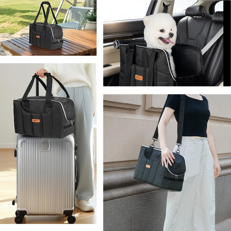 Dog Purse Carrier for Small Dogs Cats Rabbits Up to 15lbs, Lightweight Pet Sling Carriers with Crossbody Strap, Portable Puppy Soft Sided Tote Bag Carrier for Vet,Hiking,Travel Black - PawsPlanet Australia