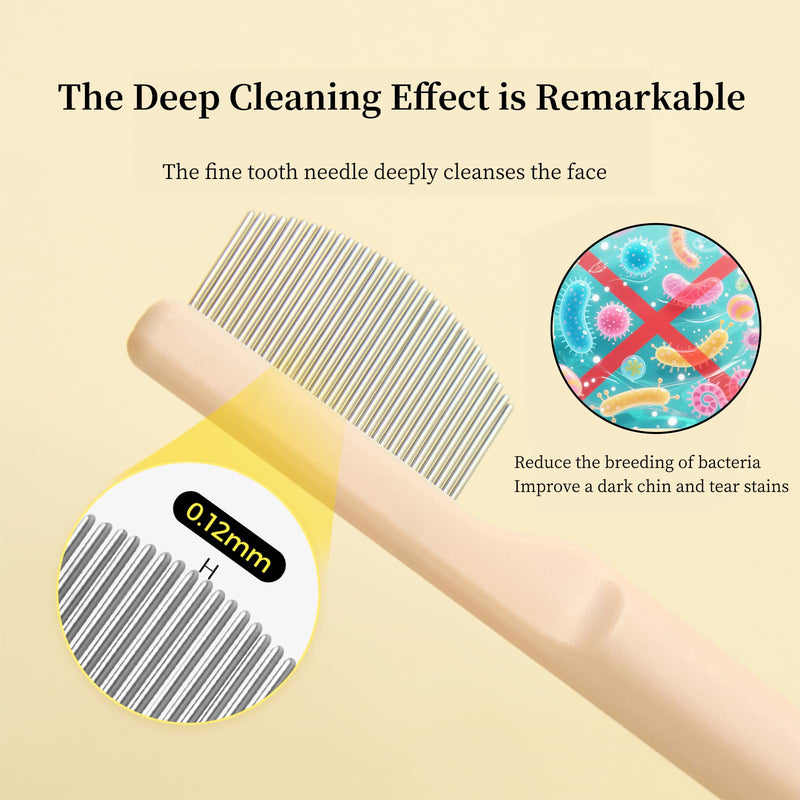 2 Pack Stainless Steel Dog Eye Comb - Small Design for Pet Facial & Paw Grooming, Round-Tip Arc Teeth, ABS Handle, Puppy Flea Brush, Fit Yorkie, Shih Tzu, Maltese Maltipoo Pomeranian - PawsPlanet Australia