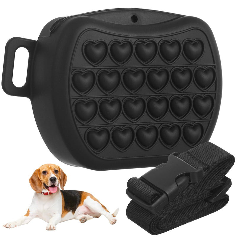 SUPVOX Dog Treat Pouch,2.0-Upgrade Stronger Magnetic Closure to Avoid Spilling, Silicone Treat Bag Fanny Pack with Waist Belt for Pet Training Walking (Black)