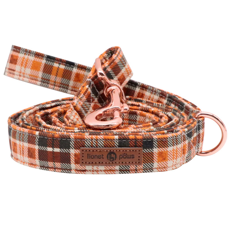Lionet Paws Dog Leash Matching Dog Collar for Small Medium Large Dog O&B Grid - PawsPlanet Australia