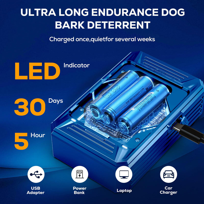 Anti Barking Devices, Auto Ultrasonic Dog Bark Deterrent Devices Long Range 50ft, 3 Modes Rechargeable Bark Box Barking Control Devices, Effective Stop Barking Dog Devices Indoor/Outdoor Training Deep Blue - PawsPlanet Australia