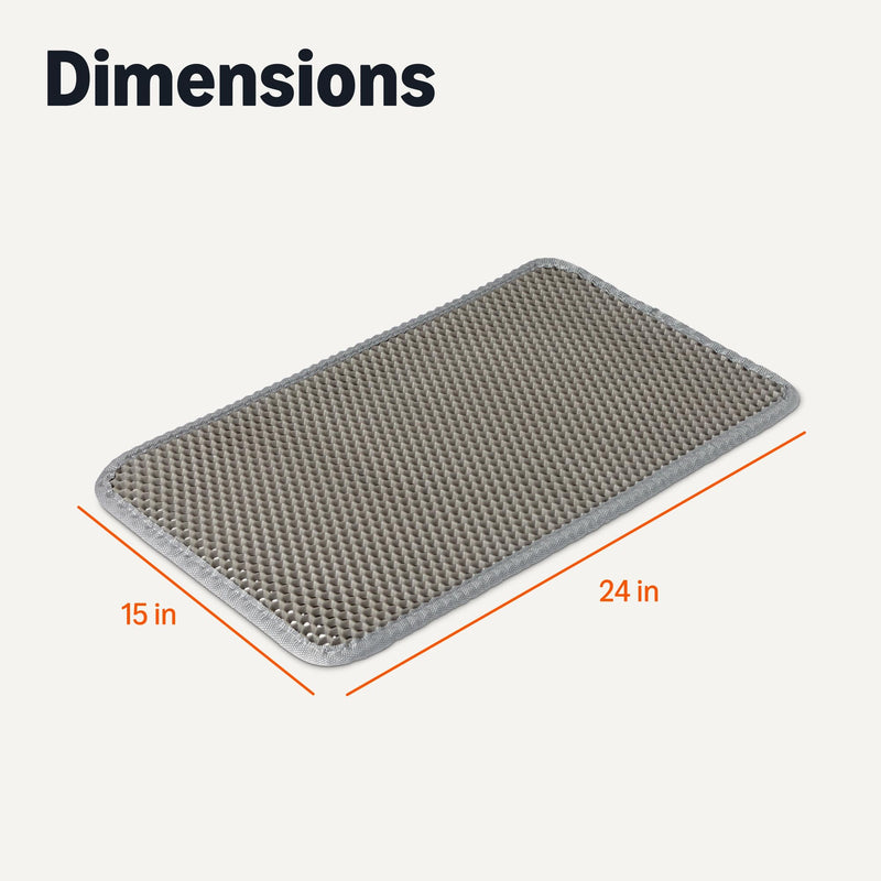 Amazon Basics Double-Layer Cat Litter Mat, Honeycomb Design, Waterproof & Urine-Proof, Non-Slip Scatter Control Trapper Mat, Easy Clean, Soft on Paws, Grey, 15" x 24" 24'' x 15'' - PawsPlanet Australia