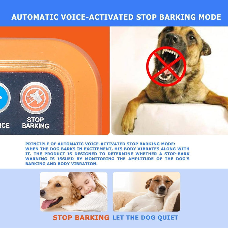 DOTSTAR Wireless Dog Fence Training Barking 3-in-1 Pet Collar System, Dog Training Fence Electric Container, Remote Automatic Voice-Activated No Barking Device, Waterproof Wireless Charging Collar For 1 Dog Orange