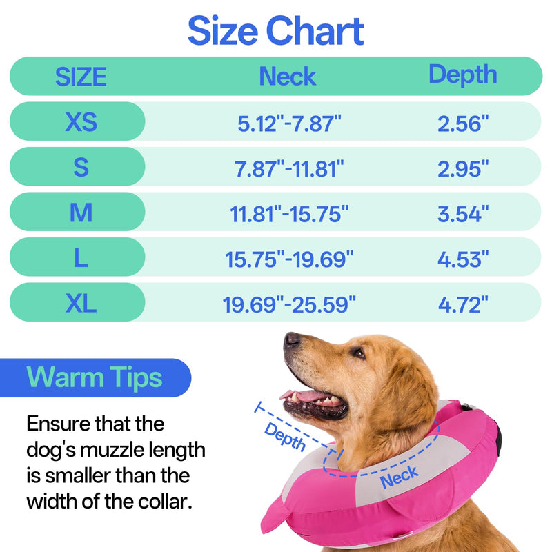 MIGOHI Soft Dog Pillow Donut Collar - Inflatable Alternative to Plastic Cone After Surgery,Adjustable Recovery E-Collar for Medium Dogs, Prevents Licking, Post-Surgical Spay Care(Large, Rosepink) L