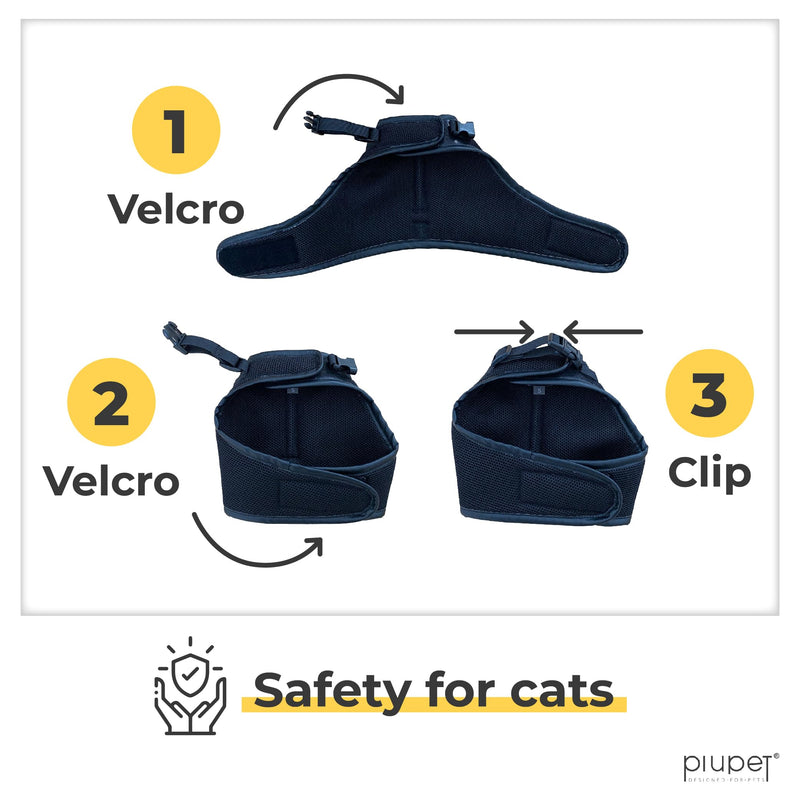 PiuPet® Cat Harness and lead set I 1,2m cat lead I Cat harness escape-proof I Robust Cat Collars | Cat Leash | Cat Harnesses | Cat Harness Escape Proof | Kitten Harness and Lead Set I Size S I Black Black S (neck circumf. 20-24cm, chest 36-40cm) - PawsPlanet Australia