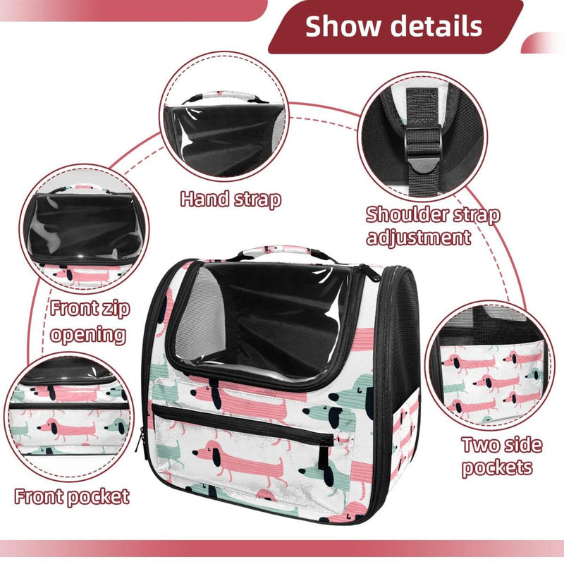 Funny Dachshund Dogs Pet Carrier Airline Approved Pet Carrier Bag Dog Carrier for Small Medium Cats Dogs Puppies Kitten Multi-colored 19 - PawsPlanet Australia