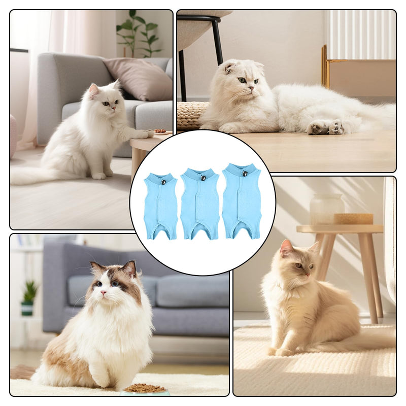 Amexo Cat Surgery Recovery Suit Cat After Surgery Bodysuit for Abdominal Wounds or Skin Diseases Kitten Surgical Onesie E-Collar Alternative for Cats and Dogs (Blue, S) Blue