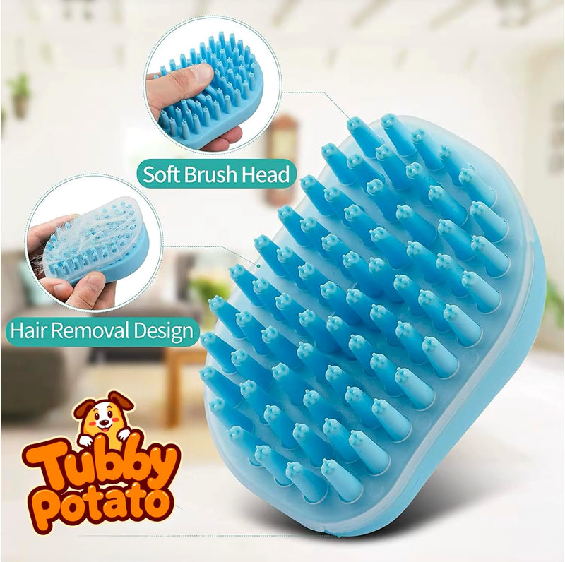 Dog/Cat Curry Brush for Grooming - Tubby Potato™ - Removable Screen, Grooming Massage Bath Brush, Soft Shampoo Scrubber, Washing Scrub Comb with Silicone Bristles for Short & Long Hair Pets - PawsPlanet Australia