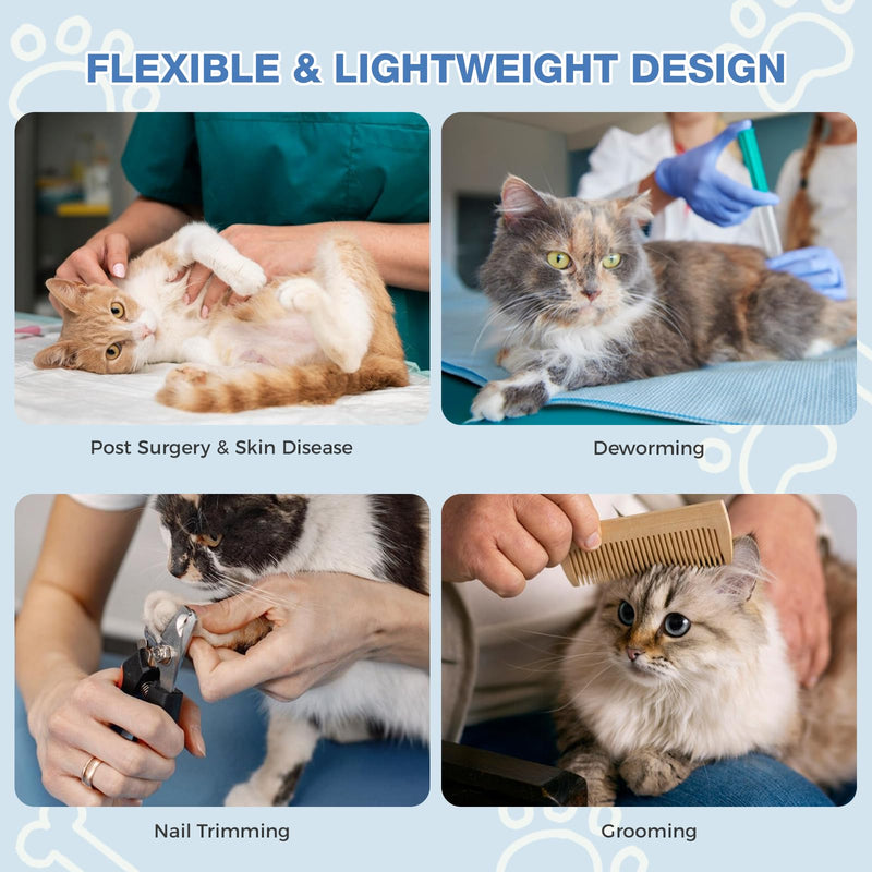 Avont Adjustable Cat Recovery Collar, Soft Lightweight Water Resistant Donut Cone for Cats After Surgery, Anti-Lick Protective E-Collar for Healing -Denimblue(S)