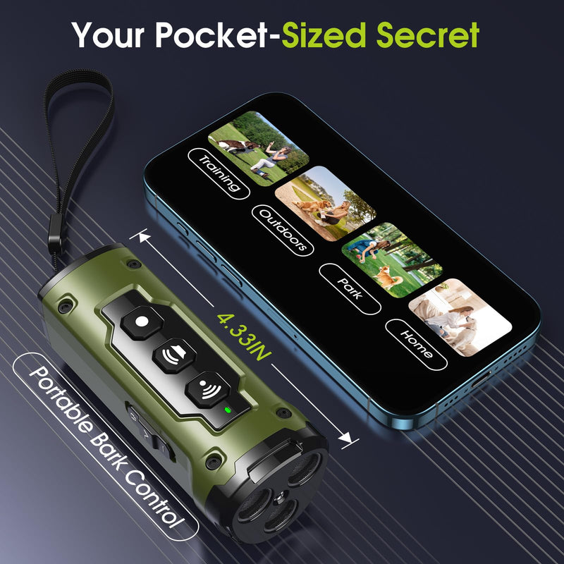 1-Touch Dog Bark Deterrent Devices with 3 Sonic Heads,Portable 50ft Range Anti Barking Device for Dogs,Rechargeable & Safe Dog Training Tool with Flashlight,Helps Improve Dog's Behavior Green - PawsPlanet Australia