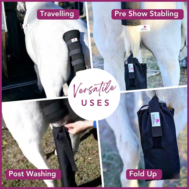 MANE & STABLE Premium Waterproof Horse Tail Bag - Adjustable Protective Slip On Horse Tail Wrap - Quick Release Tail Guard for Braided Or Loose Horse Tails. 31.5 Inches Long. Black - PawsPlanet Australia