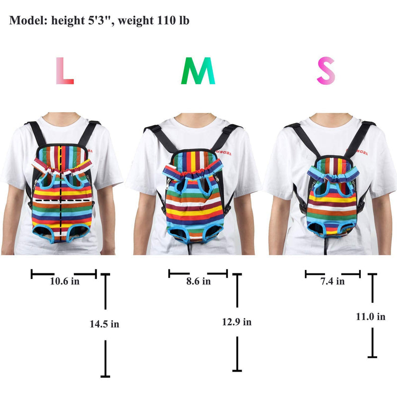 Dog Carrier Legs Out Front Pet Carrier Backpack Adjustable Puppy Cat Small Bag with Shoulder Strap and Sling for Traveling Hiking Camping Outdoor Medium Rainbow - PawsPlanet Australia