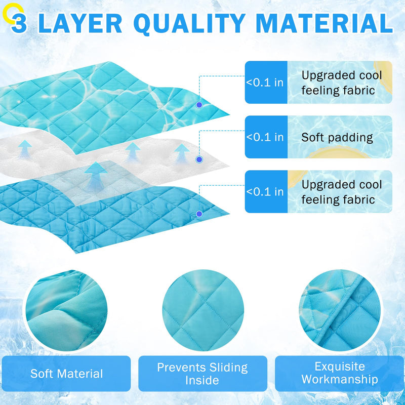 SCENEREAL Upgraded Dog Cooling Mat for Small Meduim Breeds Dogs, 28"x40" Reversible Self- Cooling Mat for Summer Heat, Ice Cool Soft Pet Throw Blanket Use in Couch, Car, Seat,Bed- Machine Washable - PawsPlanet Australia