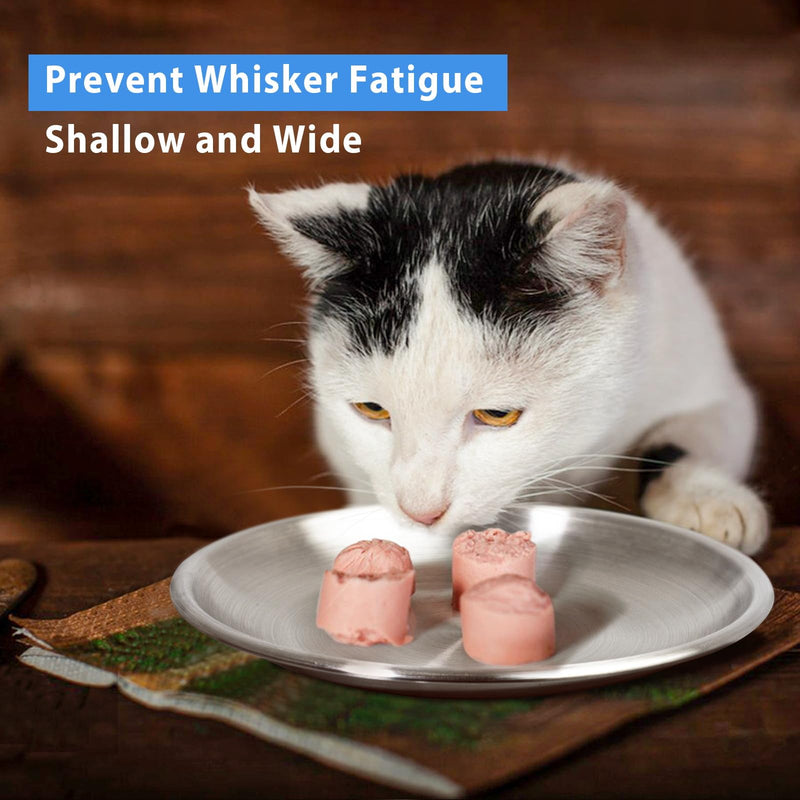 Stainless Steel Cat Dishes for Food and Water Bowls for Kittens and Baby Cats Small Pets Relief of Whisker Fatigue -2 Sets Shallow Style - PawsPlanet Australia