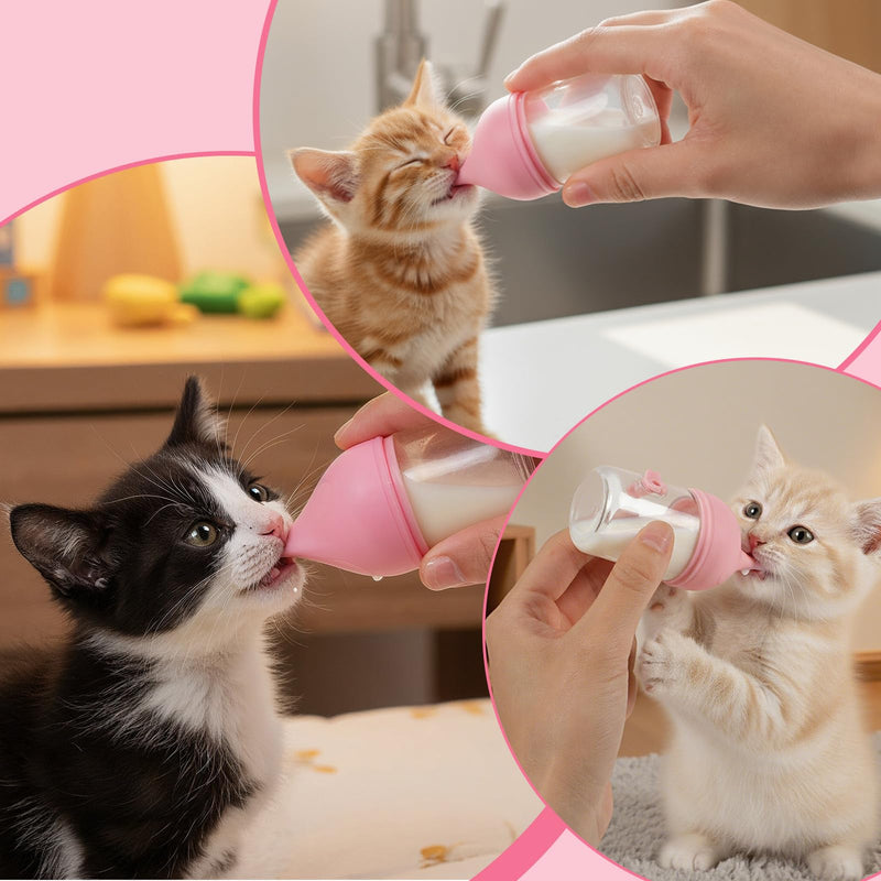 Pet Feeder Bottle Kitten Bottles for Nursing Silicone Kitten Bottle Feedings Kit Anti-Choking Puppy Bottles Reusable Puppy Feeding for Newborn Kittens Puppies Small Animals - PawsPlanet Australia