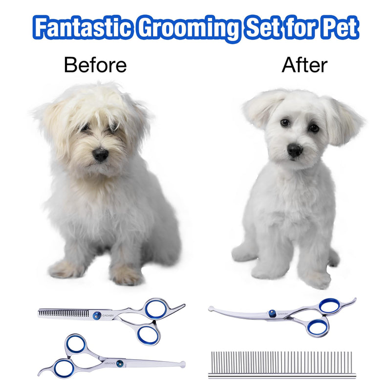 5 in 1 Dog Grooming Scissors with Safety Round Tips, Dog Grooming Scissors Kit, 4CR Stainless Steel Professional Pet Grooming Shears for Cat,Sharp and Durable - PawsPlanet Australia