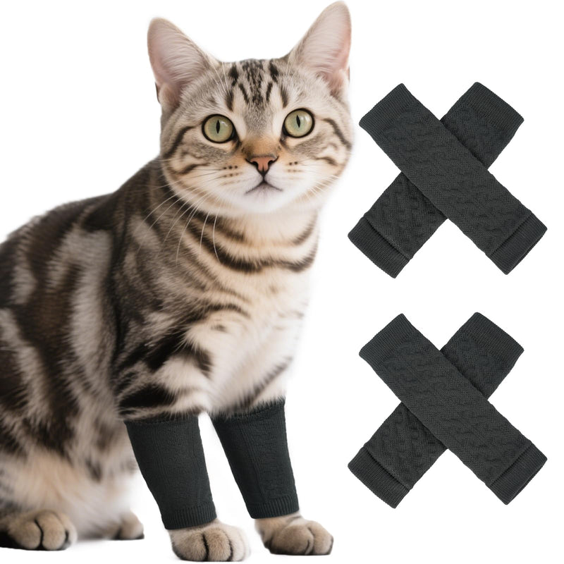 ROZKITCH 4PCS Dog Sleeves for Legs to Prevent Licking, Knitted Solid Pattern Elbow Joint Protectors for Small Dogs Chihuahua, Yorkshire Terrier, Toy Poodle, Pomeranian, Papillon Grey M M-Leg Girth: 2.67in DarkGrey