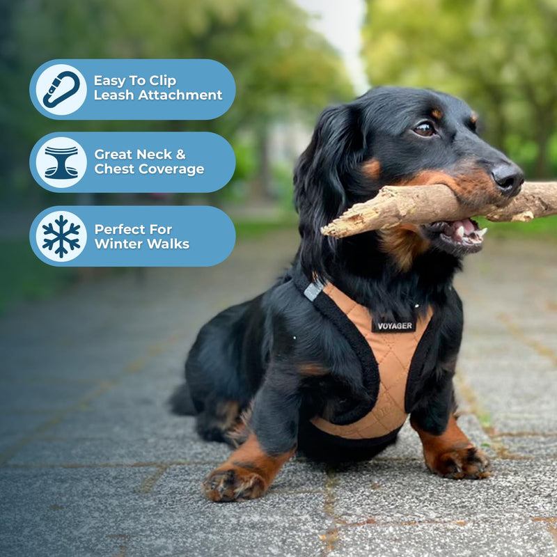 Voyager Step-In Plush Dog Harness – Soft Plush, Step In Vest Harness for Small and Medium Dogs by Best Pet Supplies - Harness (Beige Plush), M (Chest: 16 - 18") Harness (Beige Plush) M (Chest: 16 - 18") - PawsPlanet Australia