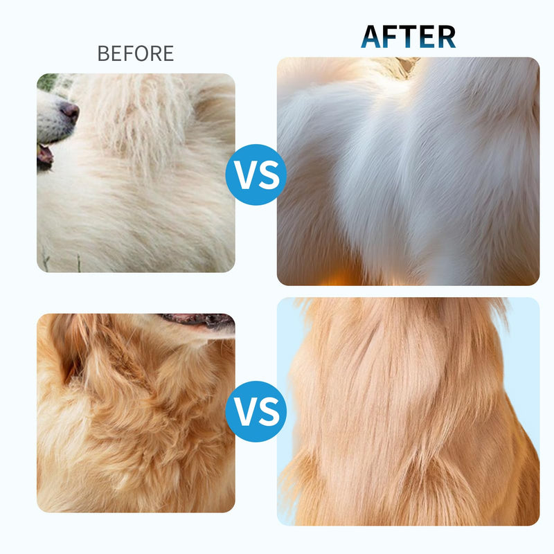 Dog Detangler Spray, Natural Dog Leave in Conditioner Spray with Deshedding Brush and Metal Comb, for Grooming and Mat Removal (Lavender)