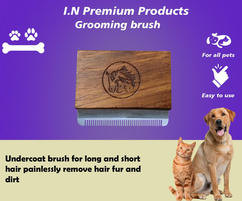 Deshedding Grooming Tools for Dogs Cats & Horse Easy Ergonomic Wooden Handle Professional Brush Grooming Tool, Remove painlessly 95 Percent of Lose Hair Fur & Dirt (5 inch) (2.5 inch) 2.5 inch - PawsPlanet Australia