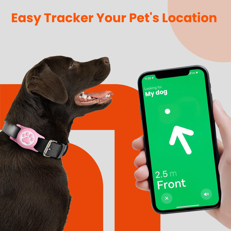 Waterproof Airtag Dog Collar Holder for Apple Air Tag, Silicone Dog Airtag Holder for Dogs & Cat Collars(Pink) Pink - PawsPlanet Australia