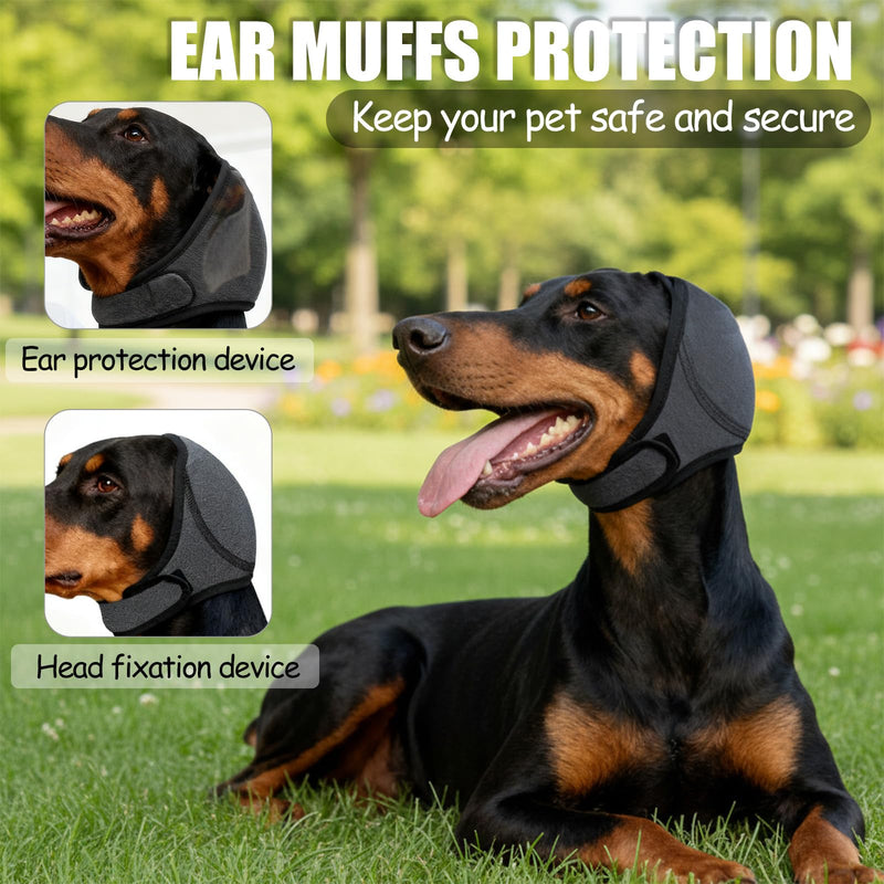 Dog Ear Protection Cover Comfort Dog Ear Muffs Noise Protection Calming Hood Ear Head Wrap Cups Shower Cap (S) S