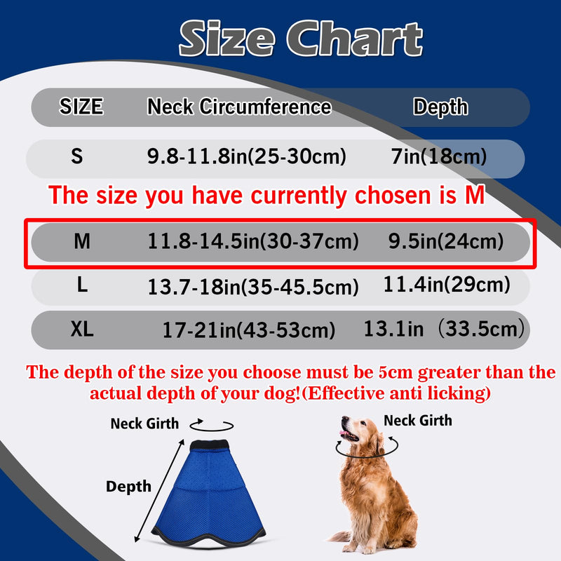 Hard & Heavy Plastic Dog Cone Collar Alternative for Medium Dogs (French Bulldog Dachshund), Adjustable Elizabethan Protective Cone for Healing, Comfortable Recovery Collar Cone of Shame Anti-Lick M(Neck Girth:11.8"-14.5")
