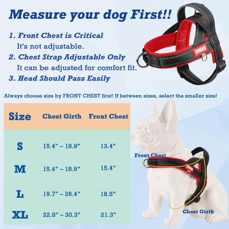 No Choke Dog Harness Medium Sized Dog - No Pull Soft Padded Breathable Mesh Lightweight Harness with Handle, Front Clip Reflective Vest Harness with Quick Release Lockable Buckle, Black/Red, M - PawsPlanet Australia