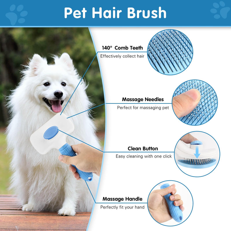 6 Pack Dog Grooming Kit Dogs Brush-Slicker Brushes, Double Sided Shedding Brush, Nail Clipper with Nail File, Flea Comb for Pet, Bath Brushes for Cat 6Pcs