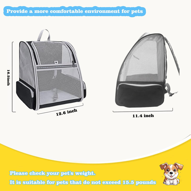 Cat Carrier Backpack, Dog Backpack, Ventilate Pet Cats Puppy Dogs Birds Bunny Backpack for Travel Indoor Outdoor Use(Black) BLACK-MESH - PawsPlanet Australia