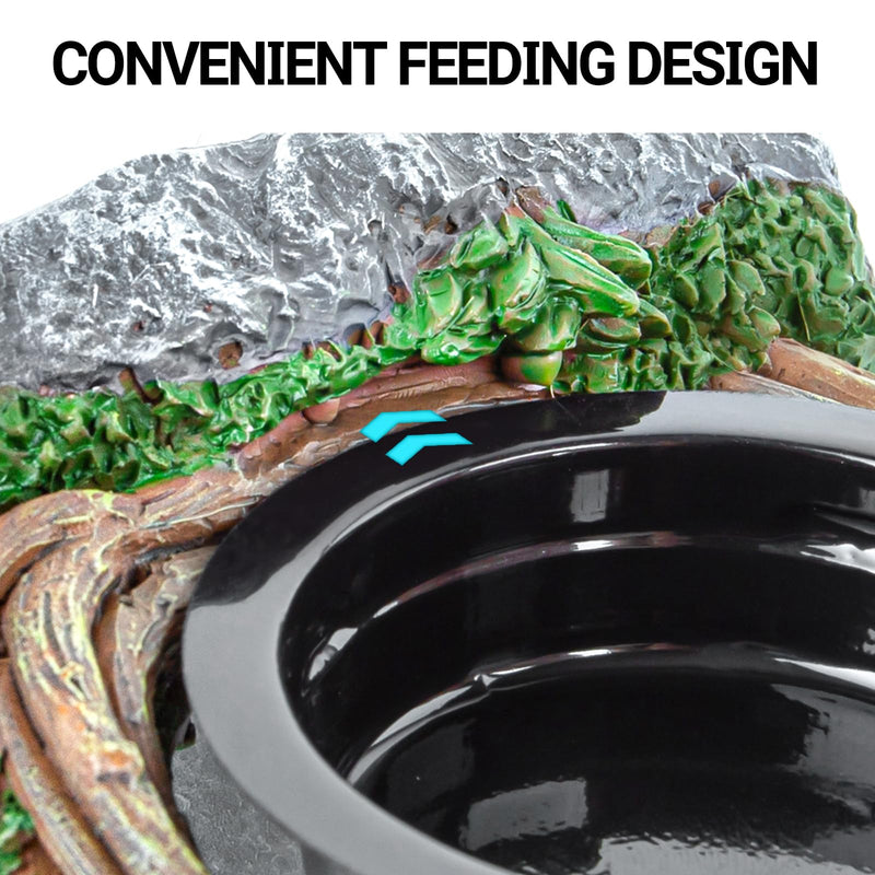 REPTI ZOO Crested Gecko Feeding Ledge, Reptile Water Food Dish for Bearded Dragon Lizard Snake Turtle, Vine Reptile Feeder Bowl Terrarium Tank Decor Accessories Single Feeder - PawsPlanet Australia