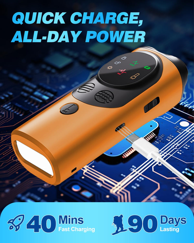 2025 Ultrasonic Dog Bark Deterrent Devices with 3 Emitters & SOS Flashlight, Humane Anti-Bark Trainer, 50FT Range, 90-Day Battery, Multi-Mode Rechargeable Dog Deterrent for Indoor & Outdoor Use Orange - PawsPlanet Australia