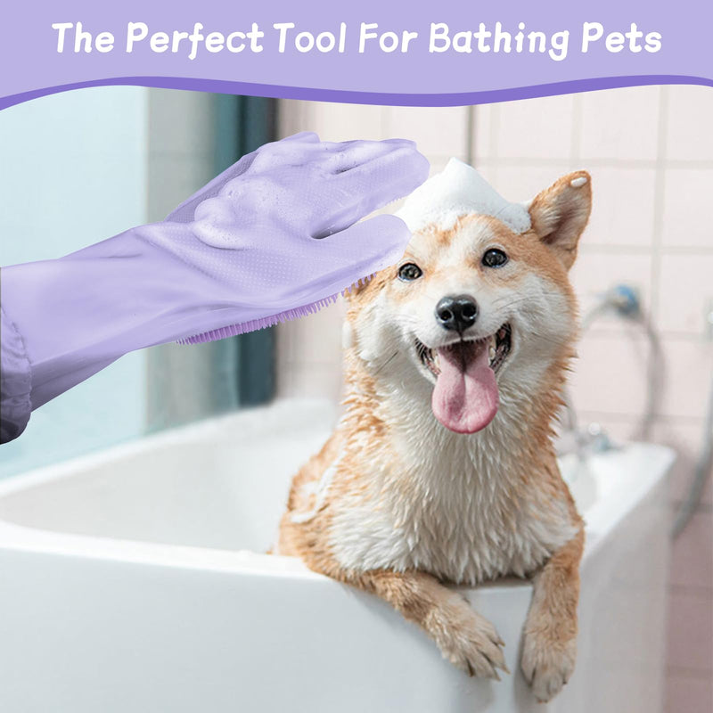 2-in-1 Dog Washing Gloves with Finger Toothbrush - Silicone Pet Bathing Gloves for Gentle Cleaning, Massaging & Shedding - Perfect for Dogs and Cats - Comfortable and Multifunctional Design - PawsPlanet Australia