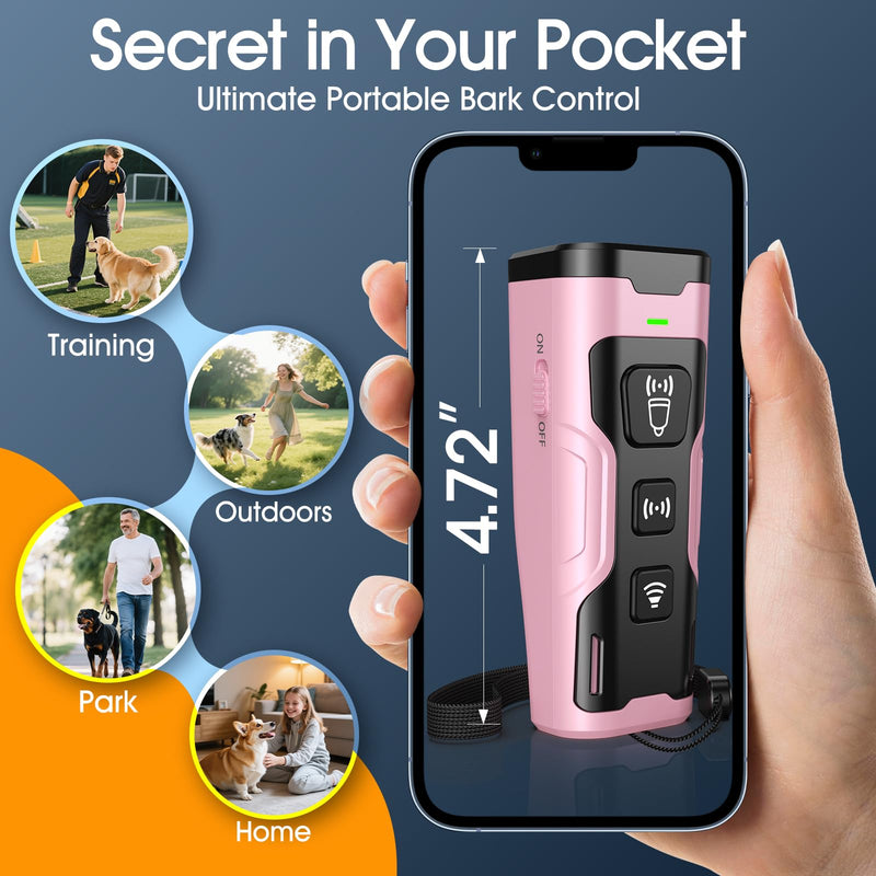 Dog Bark Deterrent Devices, Ultrasonic Anti Barking Device for Dogs, Stopping Own or Neighbor's Dog Barking,Portable Dog Training Device, Safe & Effective for Indoor & Outdoor Use, Pink - PawsPlanet Australia