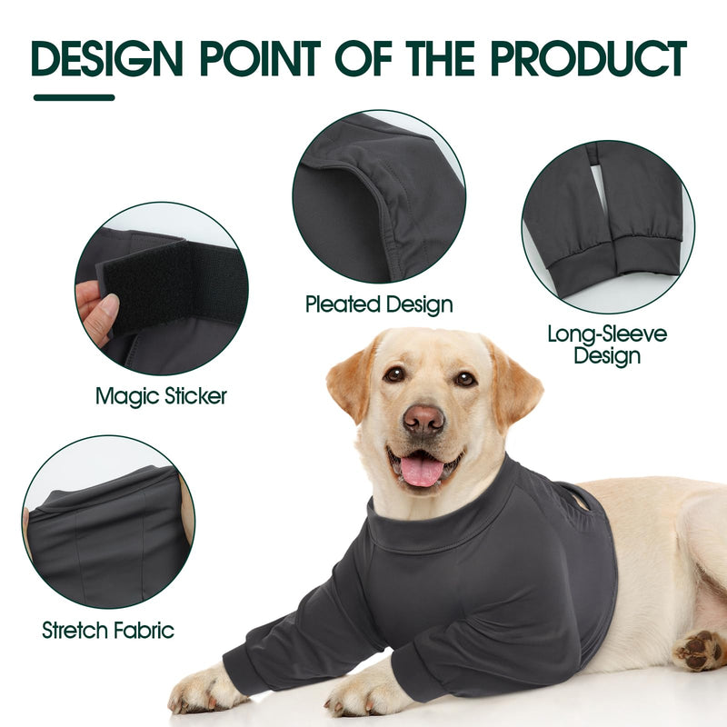 Kuoser XXL Dog Surgery Recovery Suit with Legs – Medical Bodysuit for Female Dogs, Elbow & Leg Wound Protector, Post-Surgery Front Leg Sleeve, Dog Protective Shirt - Grey